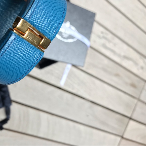 PRADA Vintage Blue Leather Saffiano Hinge Bracelet - Picture 6 of 7